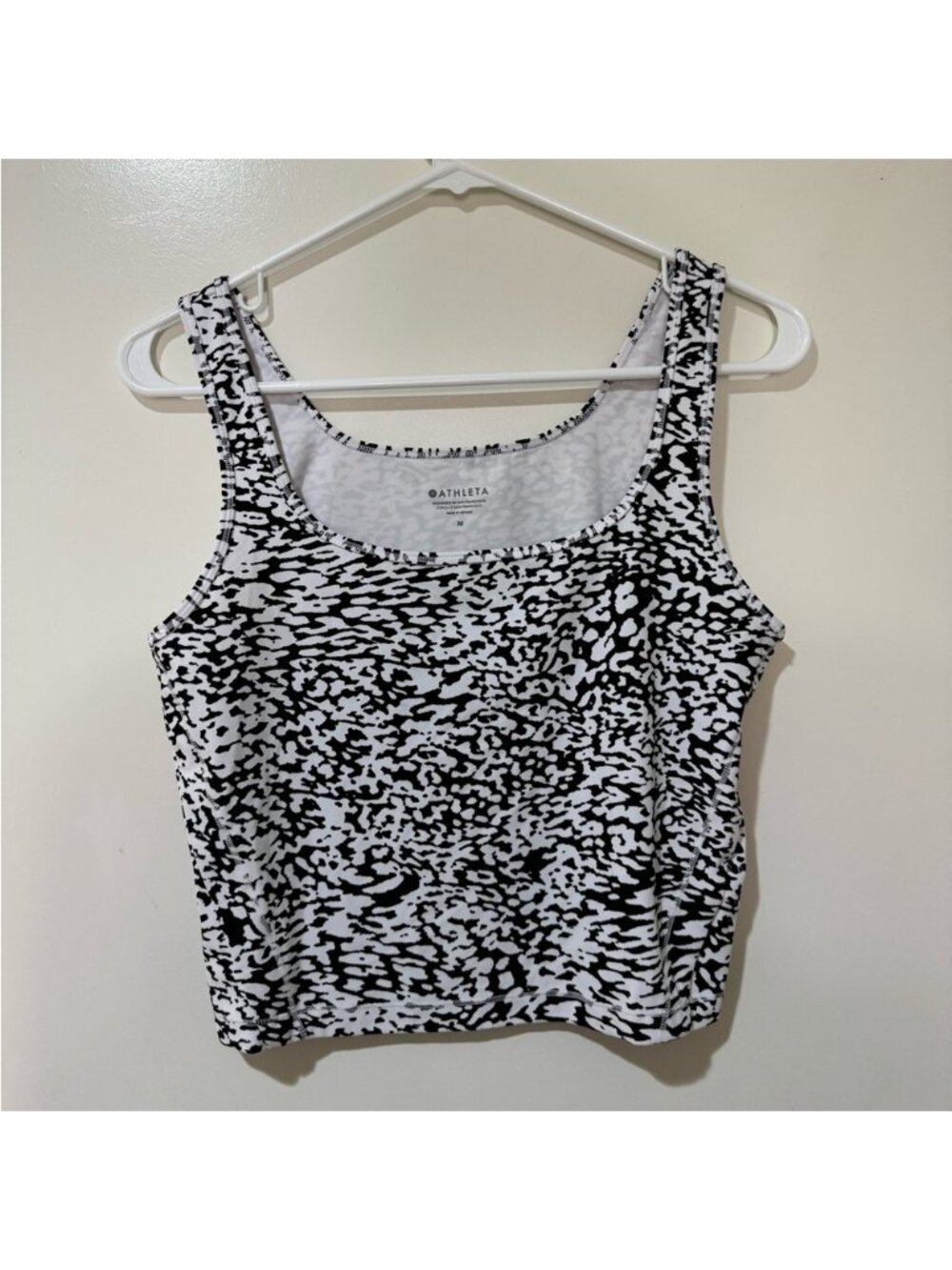 Athleta Shanti Square Neck Cropped Tank Top Black & White